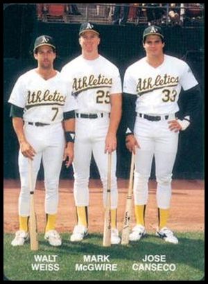 1989 Mother's Cookies Oakland Athletics ROY's 4 Walt Weiss Mark McGwire Jose Canseco